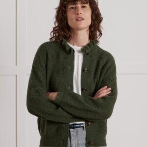 Cardigan col volanté femme avec laine et mohair