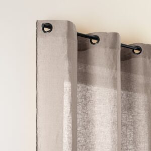 Carlina beige and black bourdon stitch black eyelet curtain