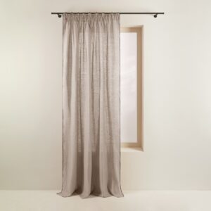 Carlina beige and black bourdon stitch pencil pleat curtain