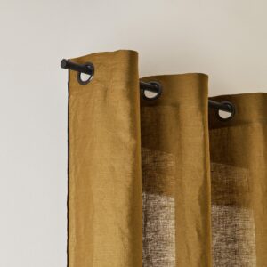 Carlina bronze and black bourdon stitch black eyelet curtain
