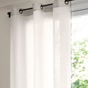 Carlina light beige and black bourdon stitch black eyelet curtain