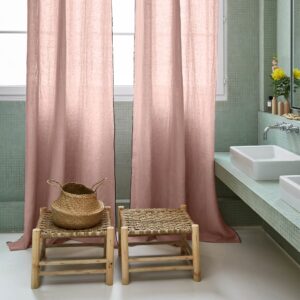 Carlina light pink and black bourdon stitch black eyelet curtain