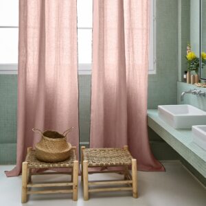 Carlina light pink and black bourdon stitch panel curtain