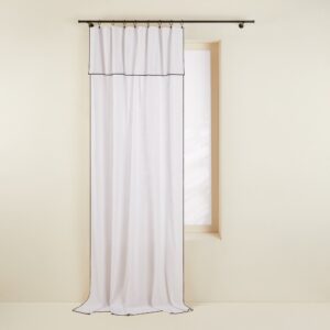 Carlina Non Feu white and black bourdon stitch panel curtain