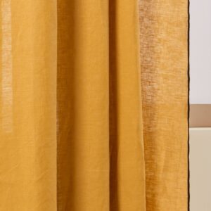 Carlina ocher and black bourdon stitch pencil pleat curtain