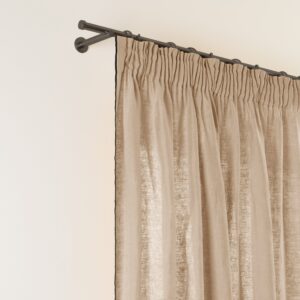 Carlina sand beige and black bourdon stitch pencil pleat curtain