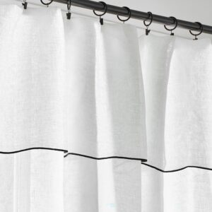 Carlina white and black bourdon stitch panel curtain