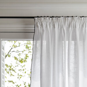 Carlina white and black bourdon stitch pencil pleat curtain