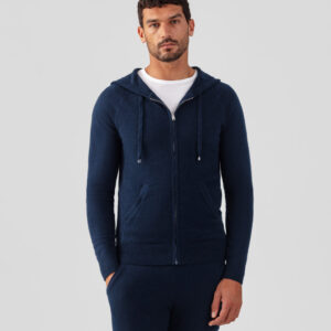 Cashmere Zipped Hoodie: Navy