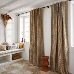 Castin natural and ocher back tab curtain