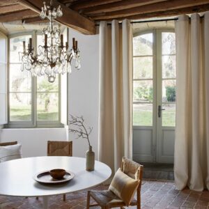Cleofil sand beige silver eyelet curtain