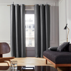 Coconut dark grey eyelet curtain