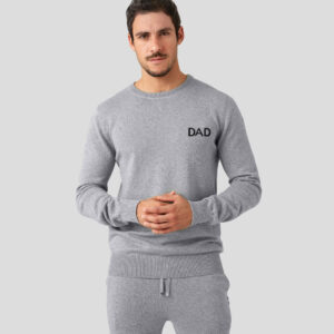 Cotton Cashmere Sweatshirt "DAD" : Heather Grey