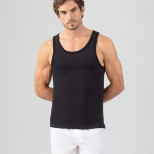 Cotton Mesh Tank Top: Black