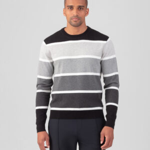 Cotton Panelled Sweater: Black