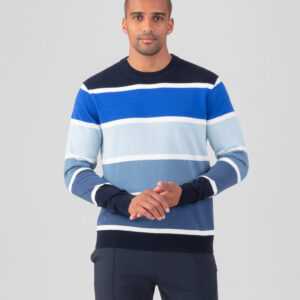 Cotton Panelled Sweater: Navy
