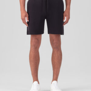 Cotton Piqué Jogging Shorts w. Piping: Black