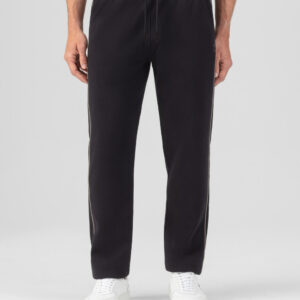 Cotton Piqué Pants w. Piping: Black