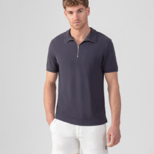 Cotton Piqué Polo w. Piping: Lava Grey