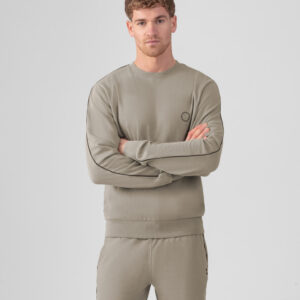 Cotton Piqué Sweatshirt w. Piping: Dusty Beige