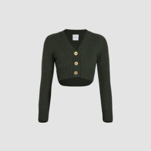 Cropped cardigan in sustainable wool and cashmere - Bottle Green - XL
