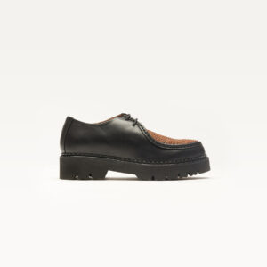 Derbies Deborah - Black leather and pony