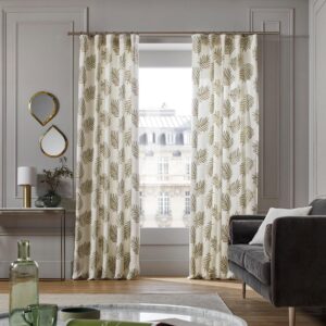 Filico ivory and green pencil pleat curtain