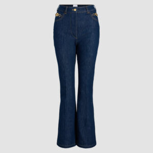 Flared trousers in organic cotton denim - Rodeo Blue - 44
