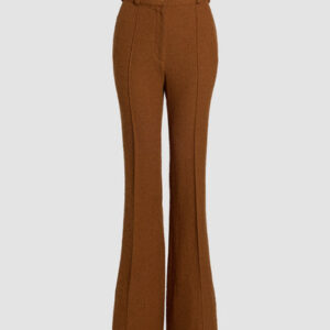 Flared trousers in sustainable wool and organic cotton tweed - Autumn Leaf - 44