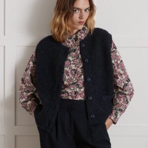 Gilet sans manches femme maille bouclette