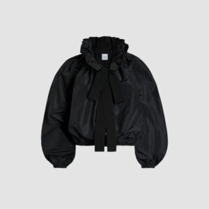 Grosgrain puff sleeve faille top - Black - 44