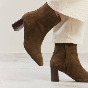 Heeled ankle boots Brune - Khaki suede