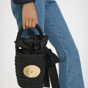 Iconic bucket bag in raffia - Black - One Size