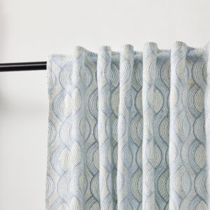 Kamarie white and light blue back tab curtain