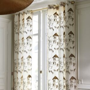 Kanour natural and beige silver eyelet curtain