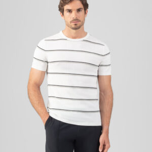 Knitted Striped T-Shirt: Off White