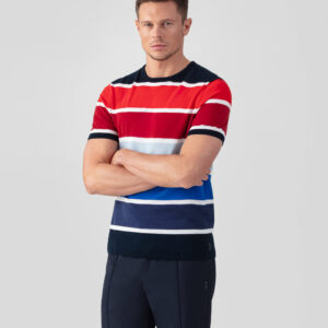Knitted T-Shirt w. Big Stripes: Deep Blue