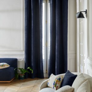 Leonard night blue pencil pleat curtain