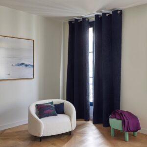 Leonard night blue silver eyelet curtain