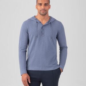 Light Cotton-Silk Hoodie Sweater: Glacial Blue