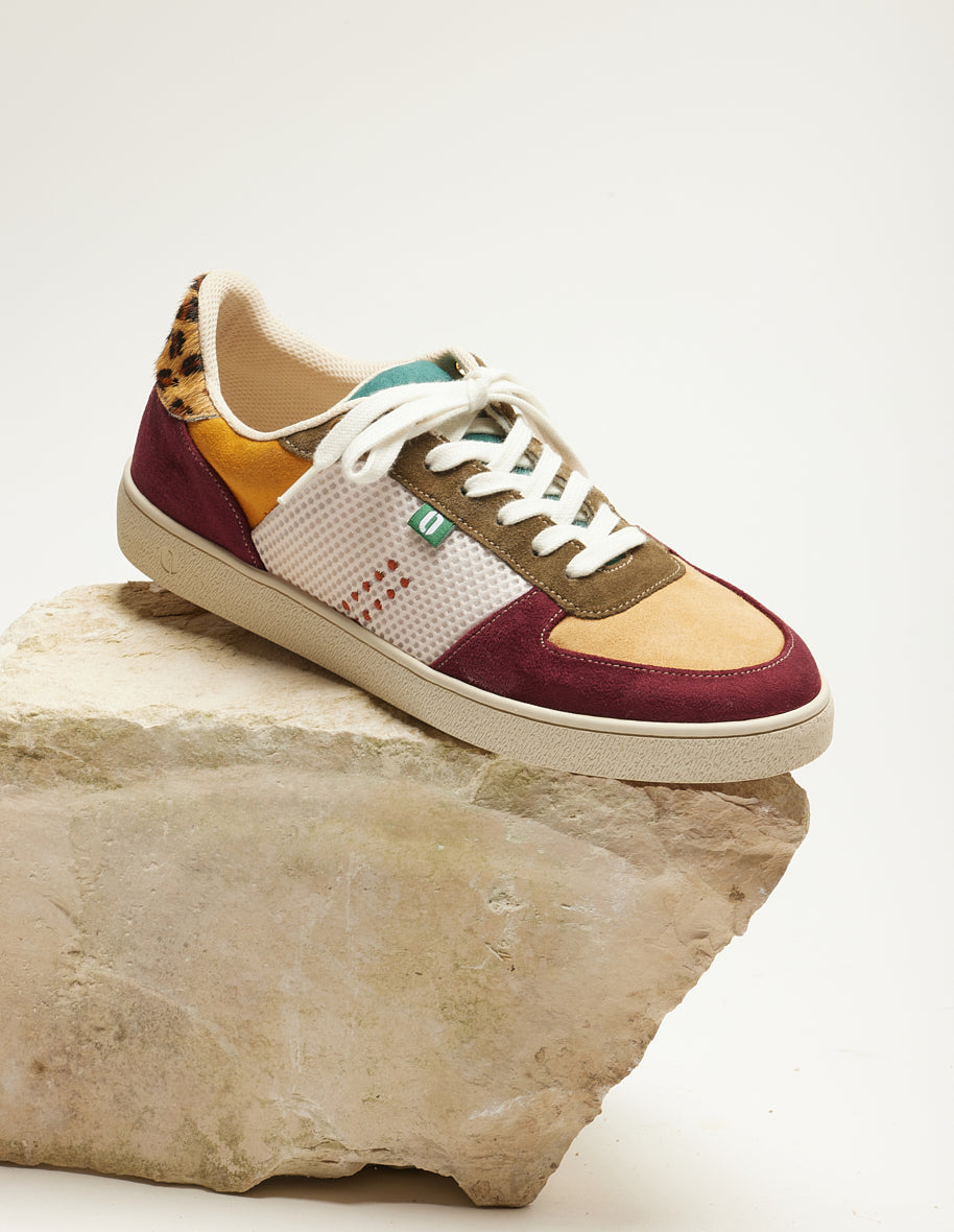 Low-top sneakers Marie - Burgundy beige khaki Low-top sneakers Marie - Burgundy beige khaki