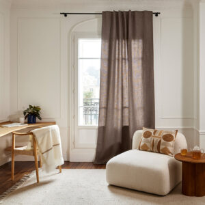 Marcelo fossil grey back tab curtain