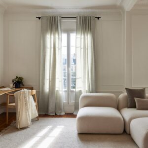Marcelo grey ivory back tab curtain