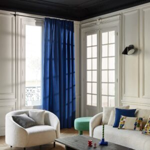 Marcelo ultramarine blue back tab curtain