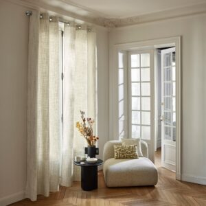 Merybelle ivory silver eyelet curtain