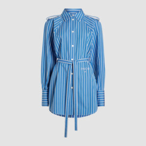 Mini shirt dress in printed sustainable cotton - Victoria Blue Stripes - 44