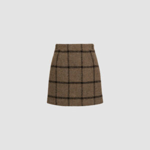 Mini skirt in recycled wool blend - Gray Checkerboard - 44