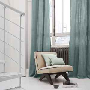 Nino grey green and black festoon pencil pleat curtain