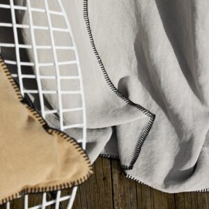 Nino light beige and black festoon pencil pleat curtain