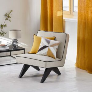 Nino ocher and black festoon black eyelet curtain